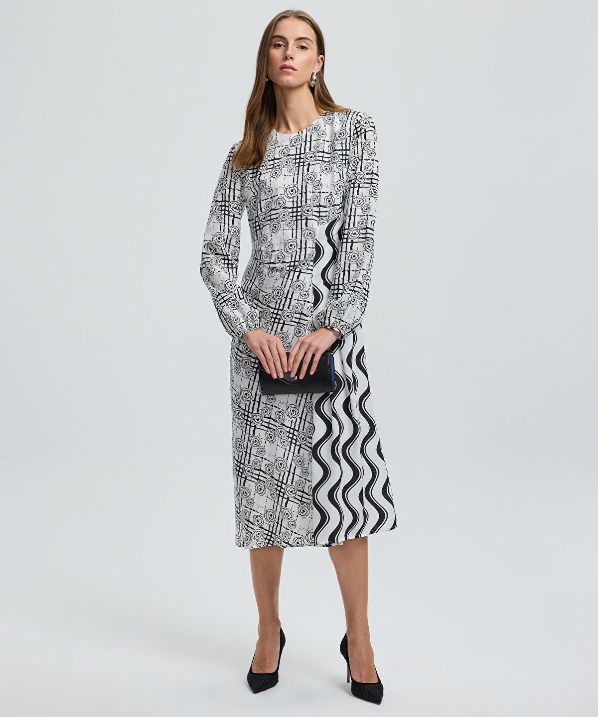 Zoomed Printed Viscose Midi Dress