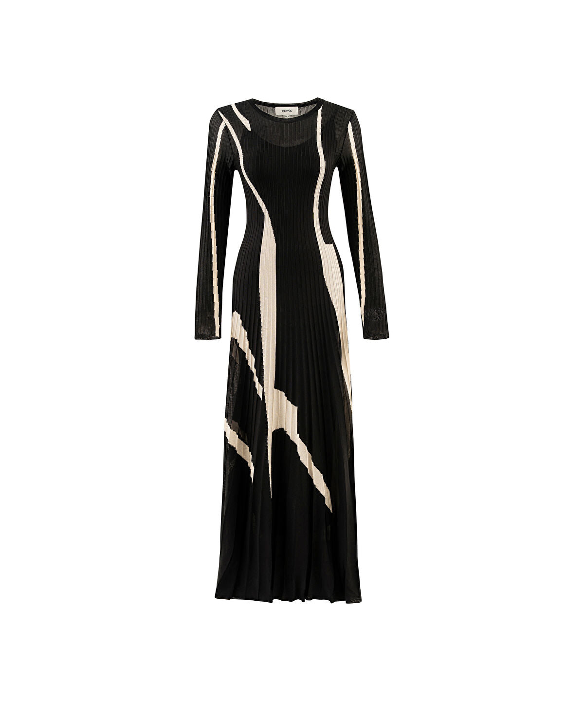 Zoomed Color-Block Pleated Knit Dress