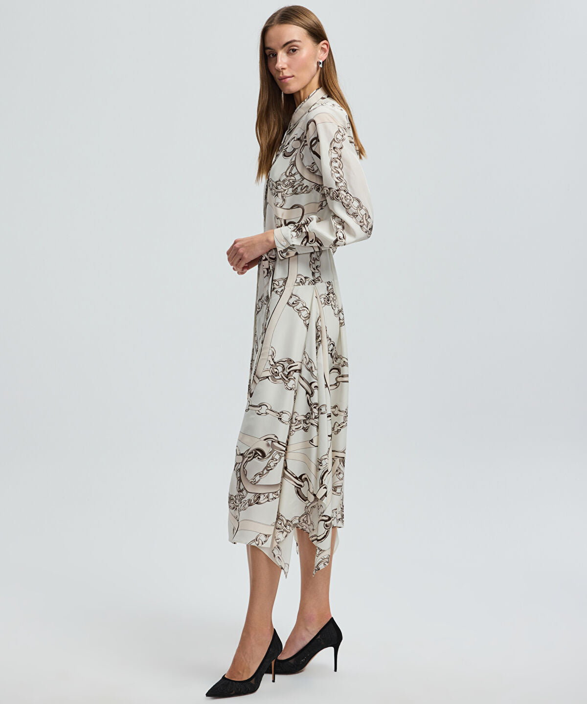 Zoomed Printed Midi Shirt Dress