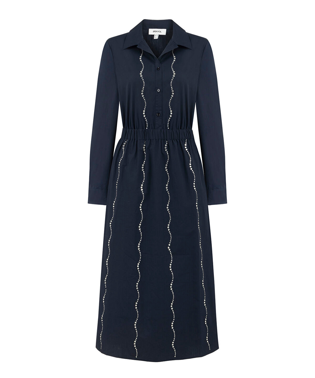 Zoomed Rhinestone Embellished Poplin Dress