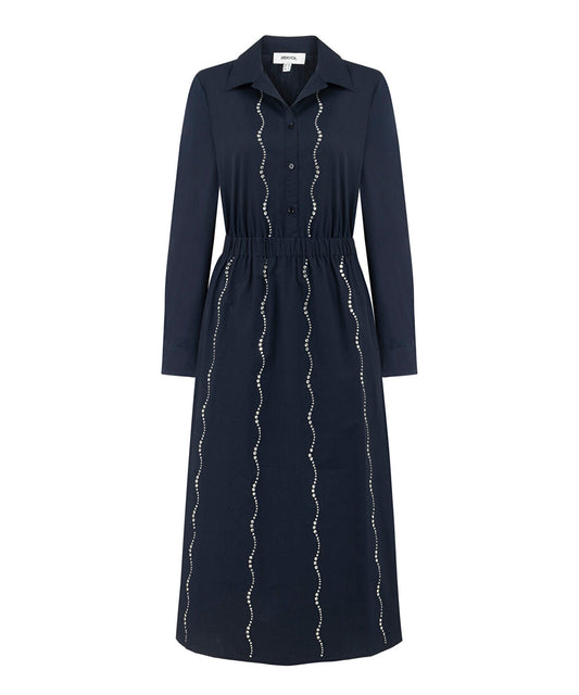 Rhinestone Embellished Poplin Dress