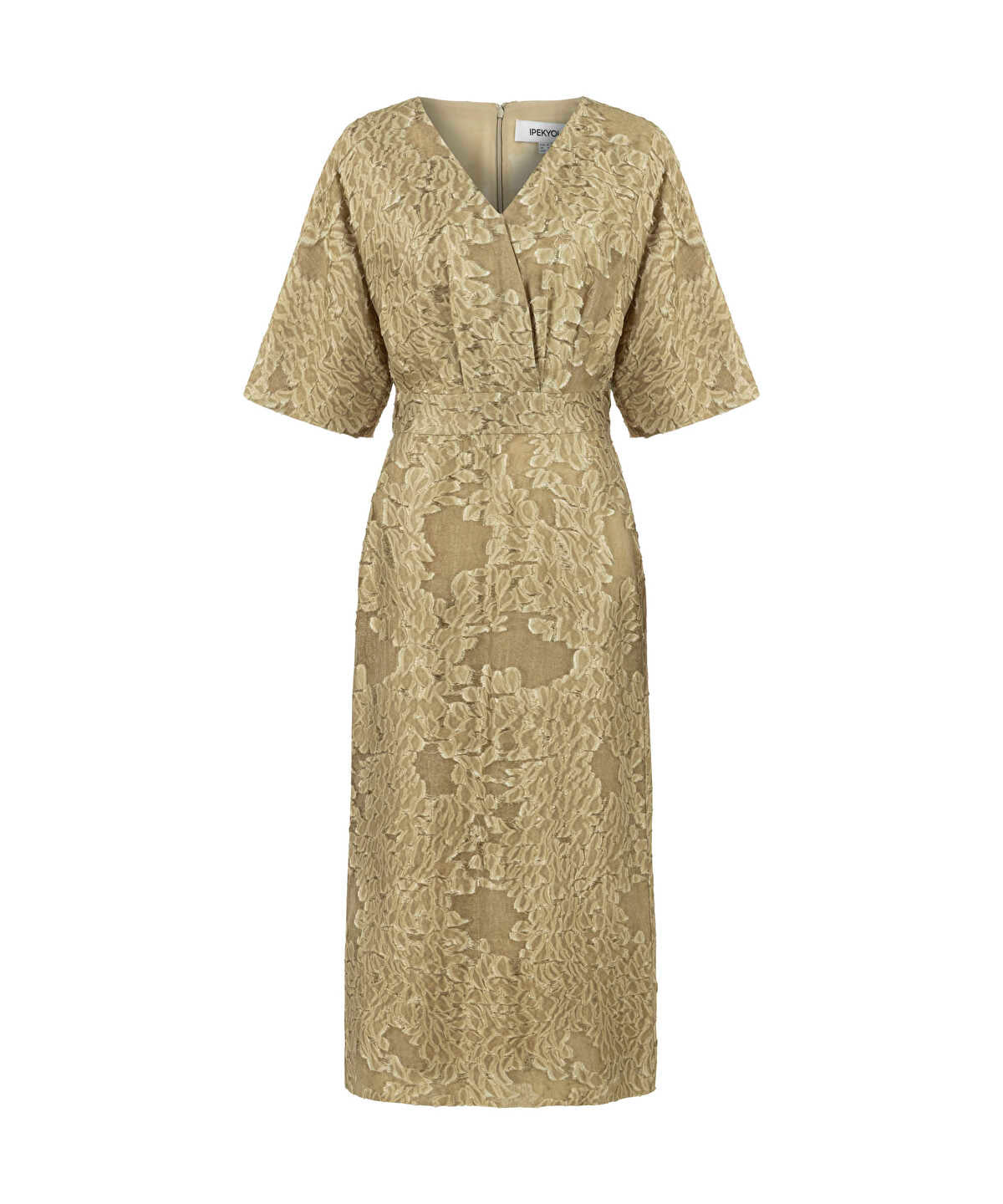 Zoomed Jacquard V-Neck Midi Dress