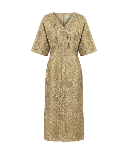 Jacquard V-Neck Midi Dress