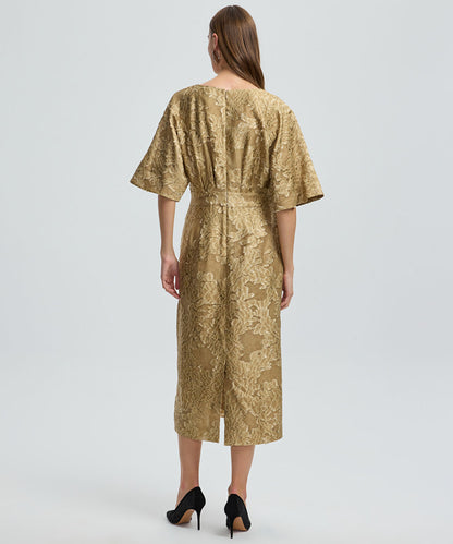 Jacquard V-Neck Midi Dress