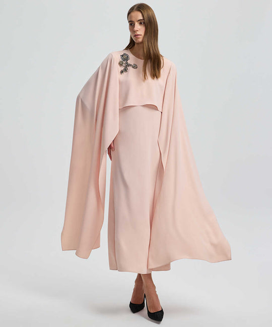Cape-Effect Layered Dress