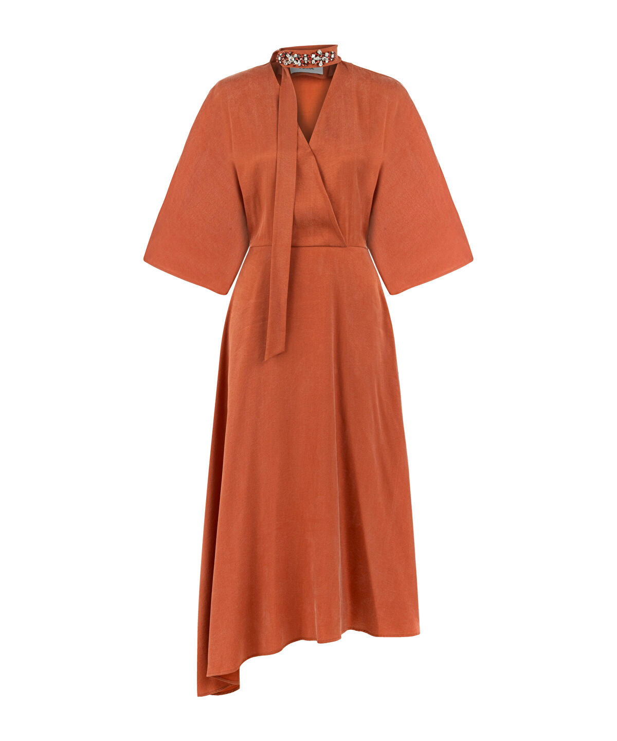 Midi Dress with Embellished Scarf 