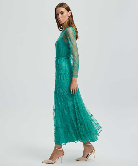 Lace Dress with Tiered Skirt