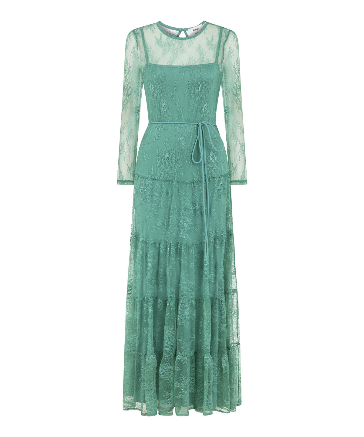 Zoomed Lace Dress with Tiered Skirt