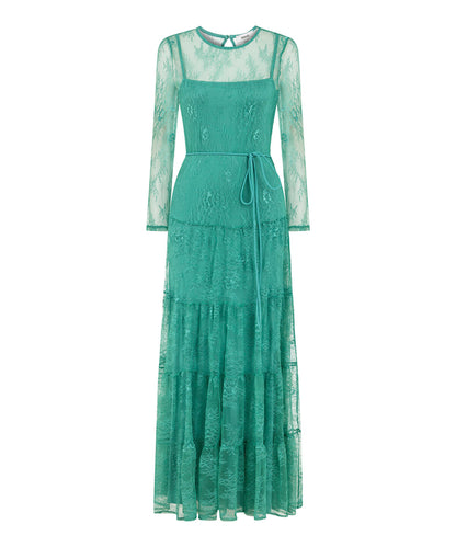 Lace Dress with Tiered Skirt