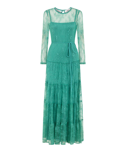Lace Dress with Tiered Skirt