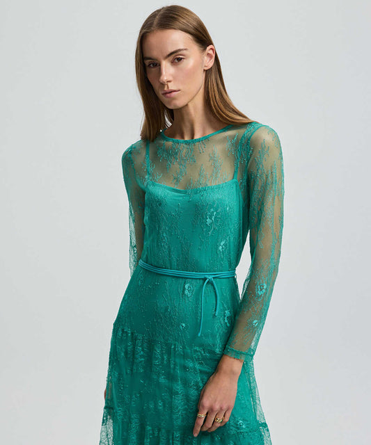 Lace Dress with Tiered Skirt