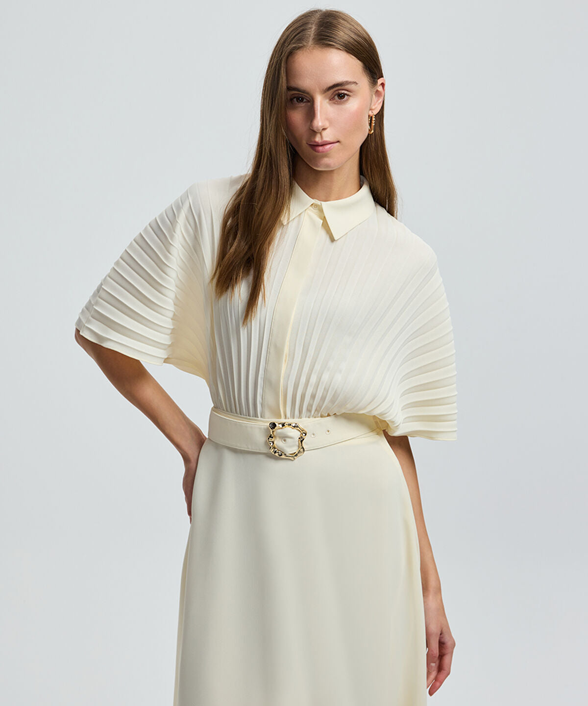 Zoomed Pleated Midi Dress