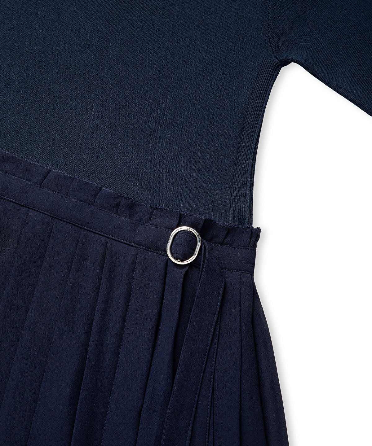 Zoomed Belted Combination Dress