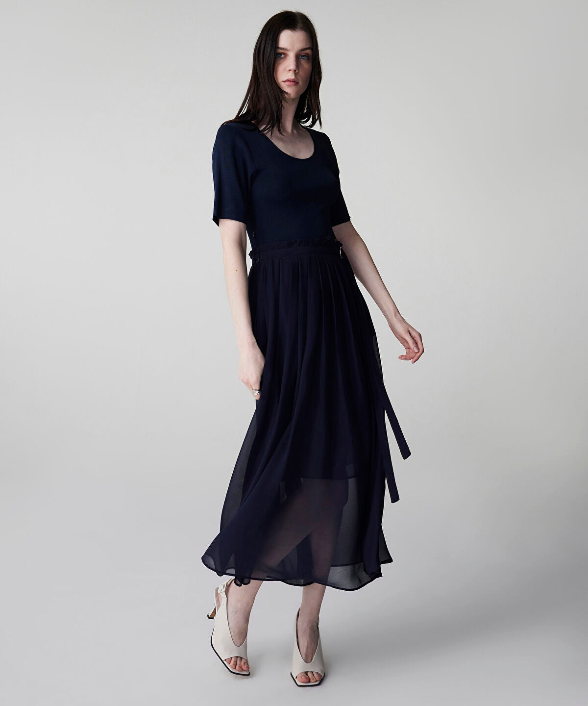 Zoomed Belted Combination Dress