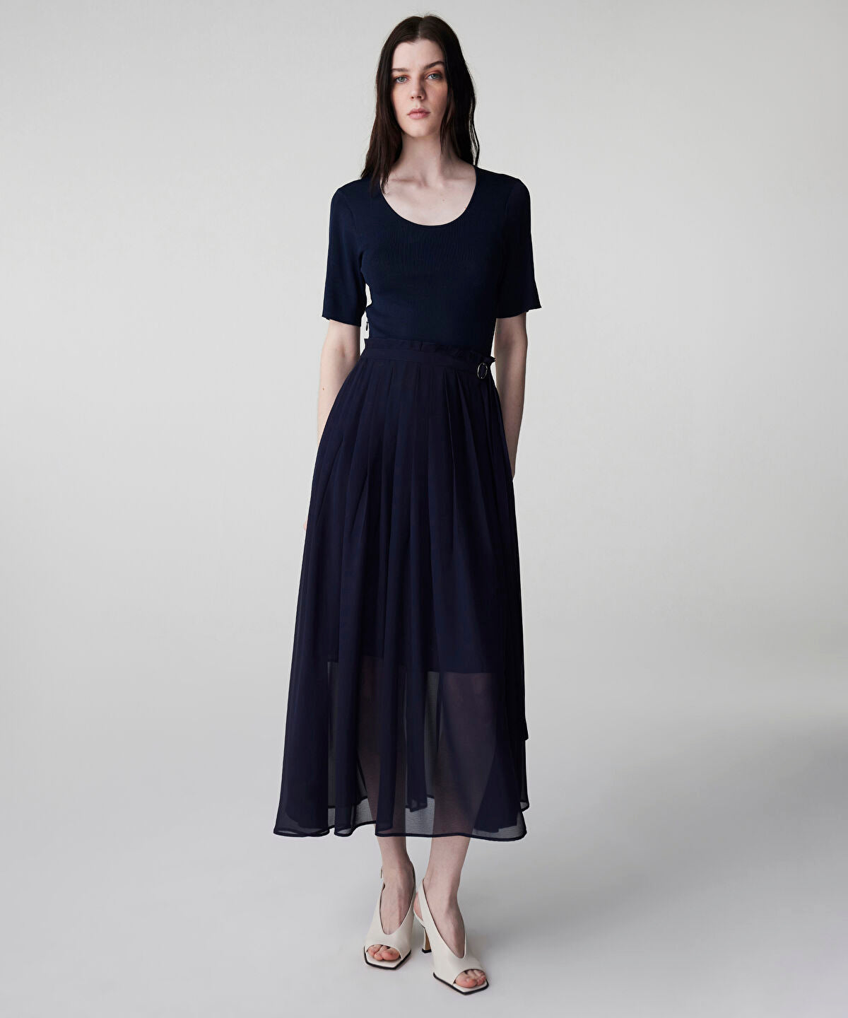 Zoomed Belted Combination Dress