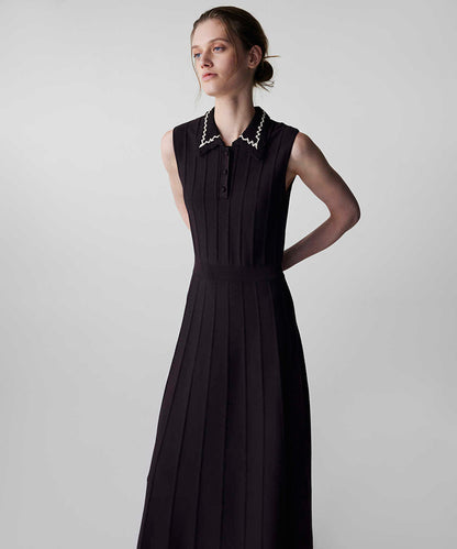 Contrast Collar Knit Dress