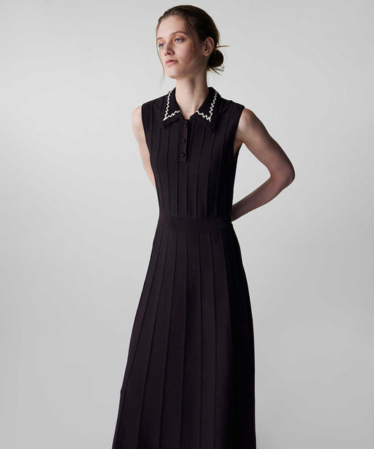 Contrast Collar Knit Dress