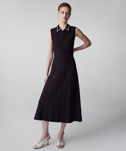 Contrast Collar Knit Dress