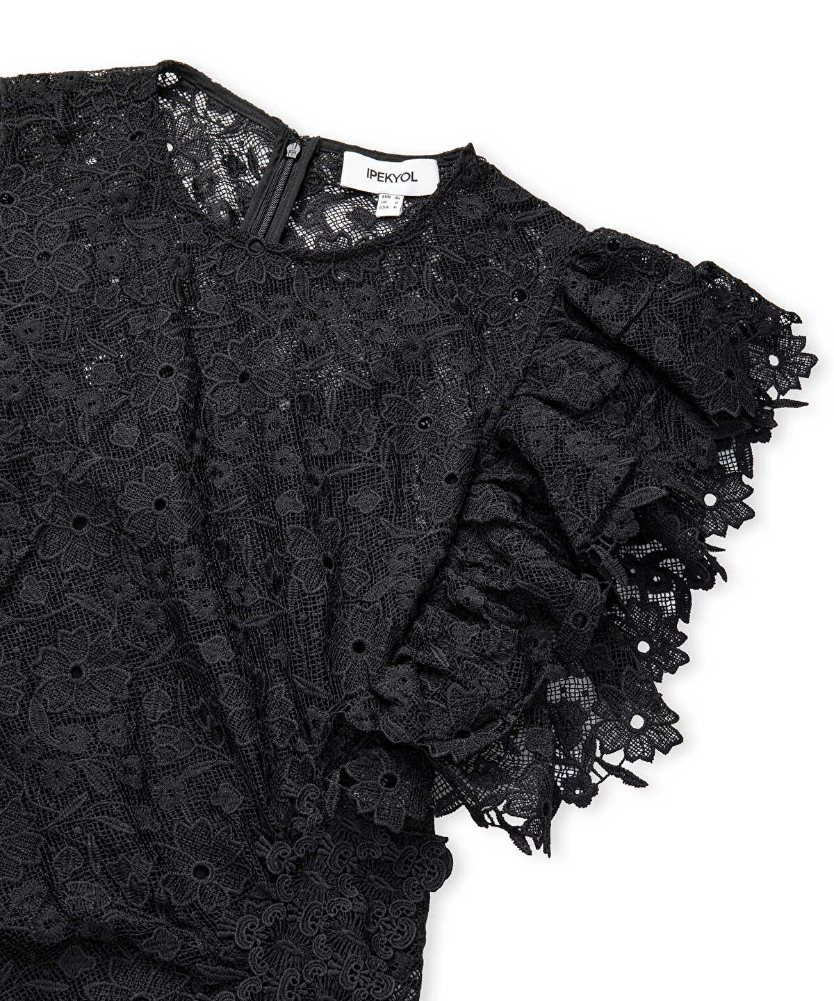 Zoomed Asymmetric Lace Midi Dress