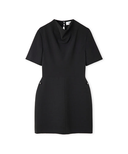 Sculpted Draped Neck Mini Dress