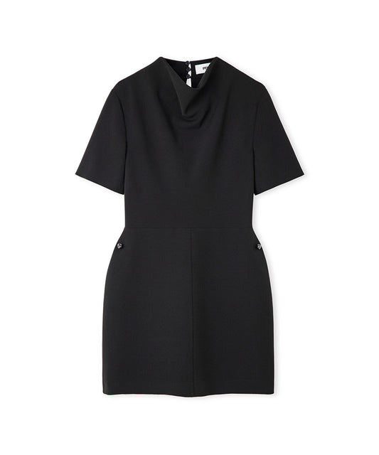 Sculpted Draped Neck Mini Dress