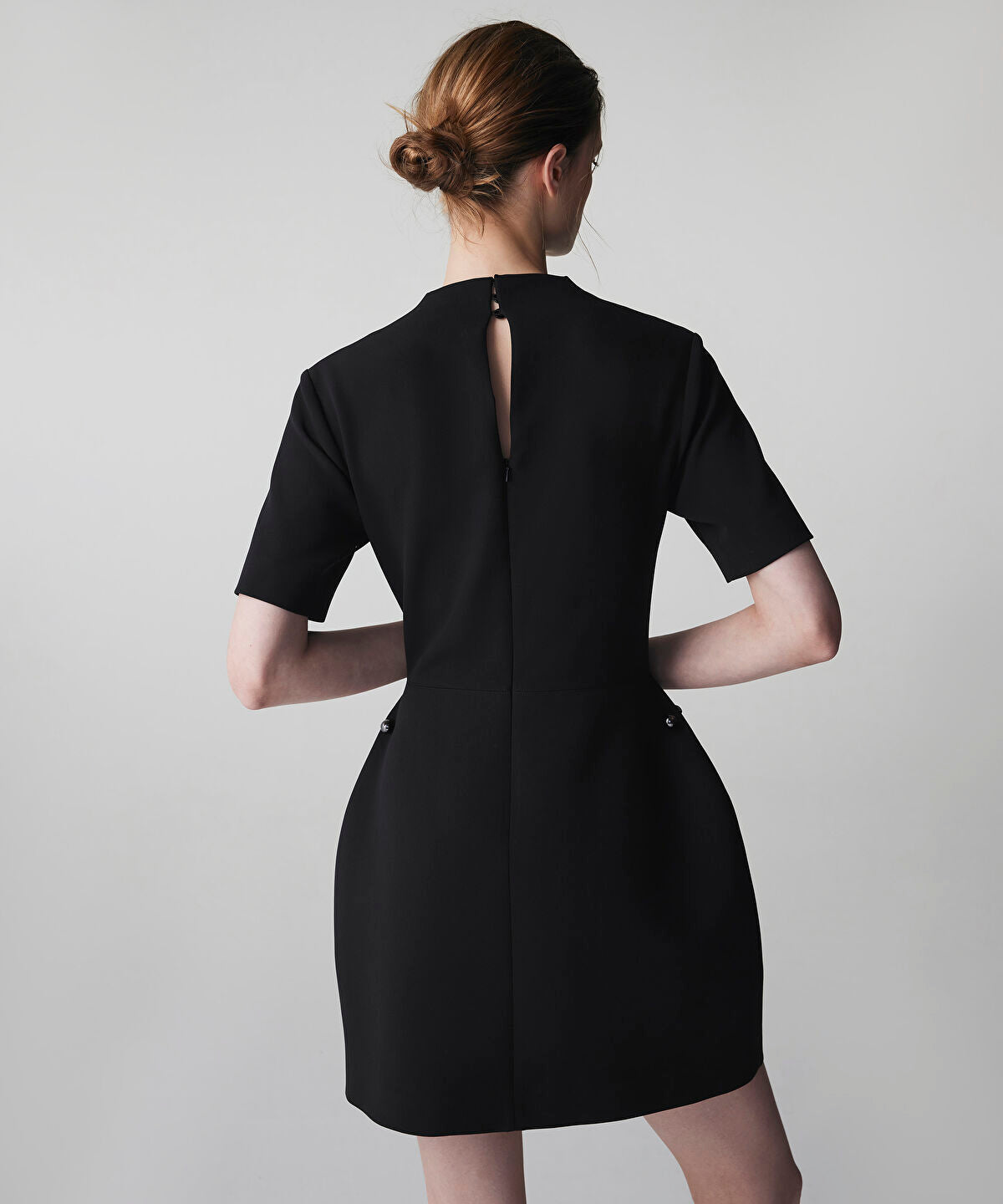 Zoomed Sculpted Draped Neck Mini Dress