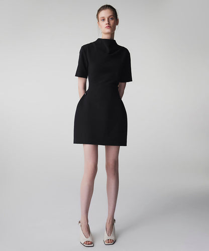 Sculpted Draped Neck Mini Dress