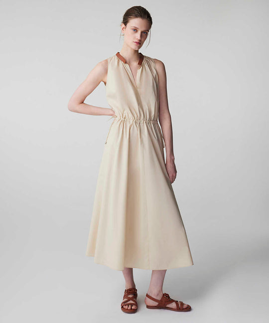 Adjustable Waist Poplin Dress