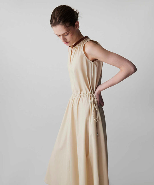 Adjustable Waist Poplin Dress