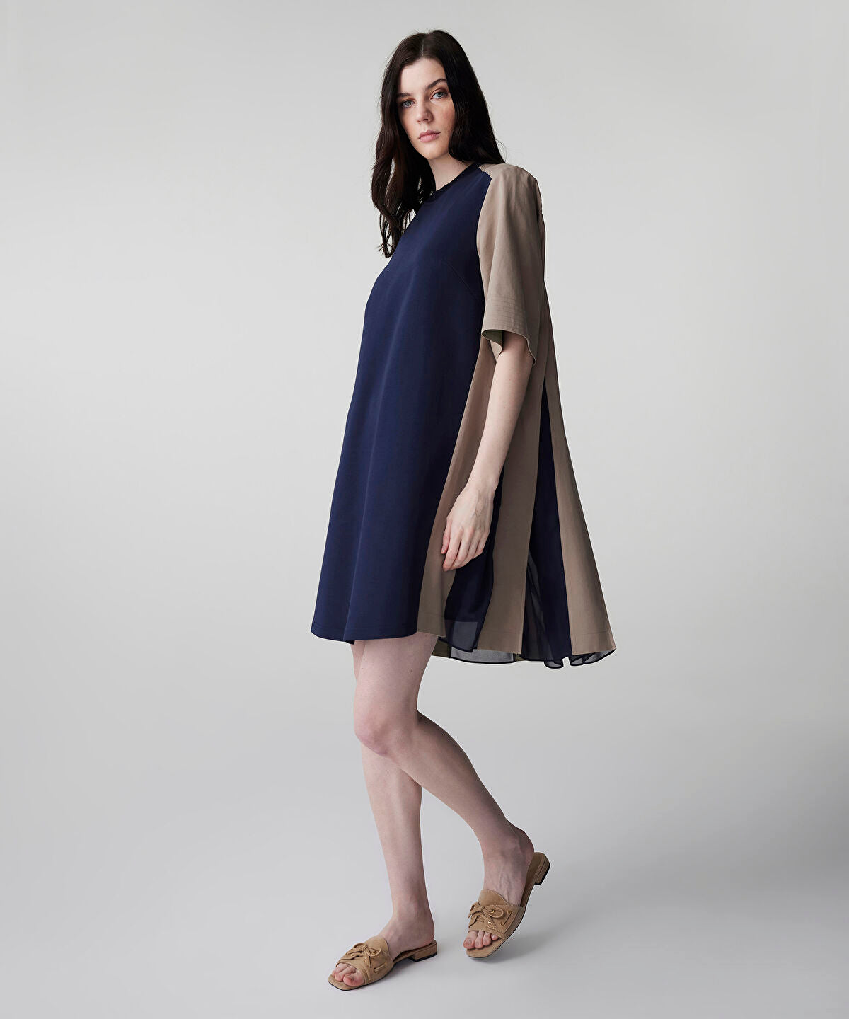 Zoomed Color-Block Mixed Dress