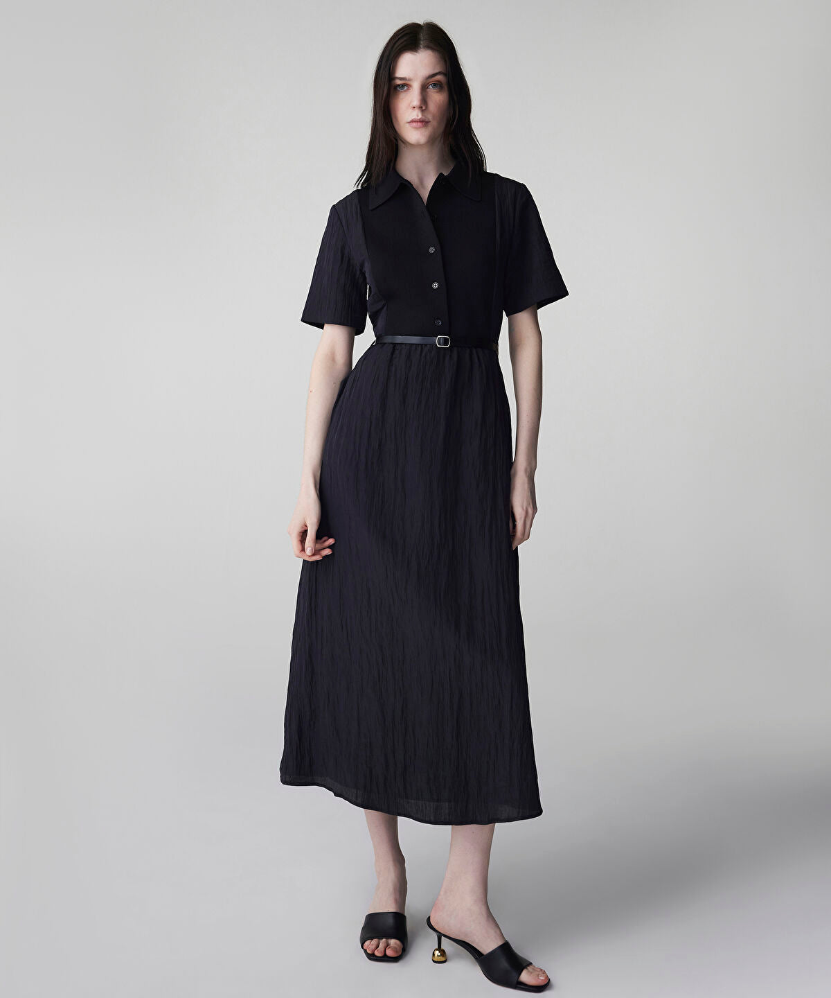 Zoomed Belted Combination Dress