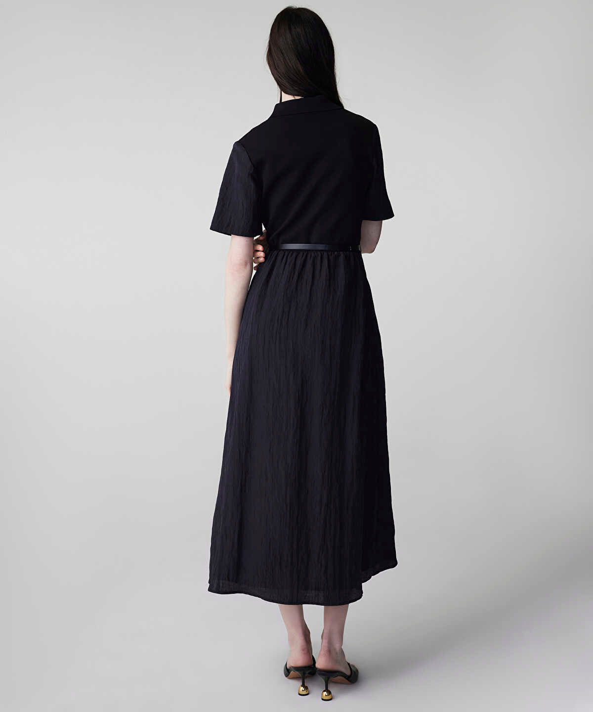 Zoomed Belted Combination Dress