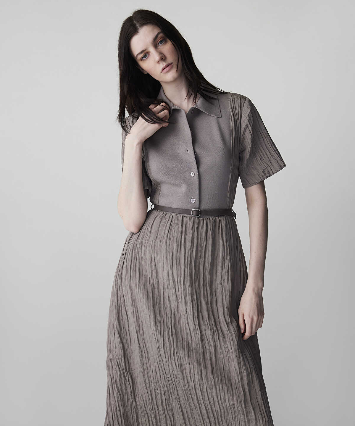 Zoomed Belted Combination Dress