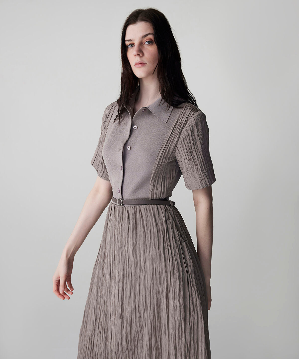 Zoomed Belted Combination Dress