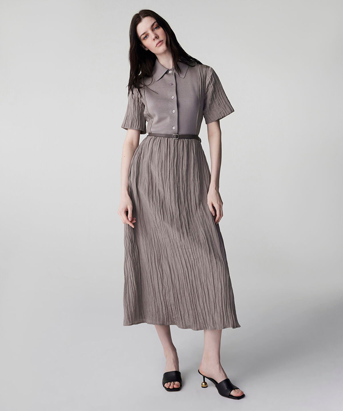 Zoomed Belted Combination Dress
