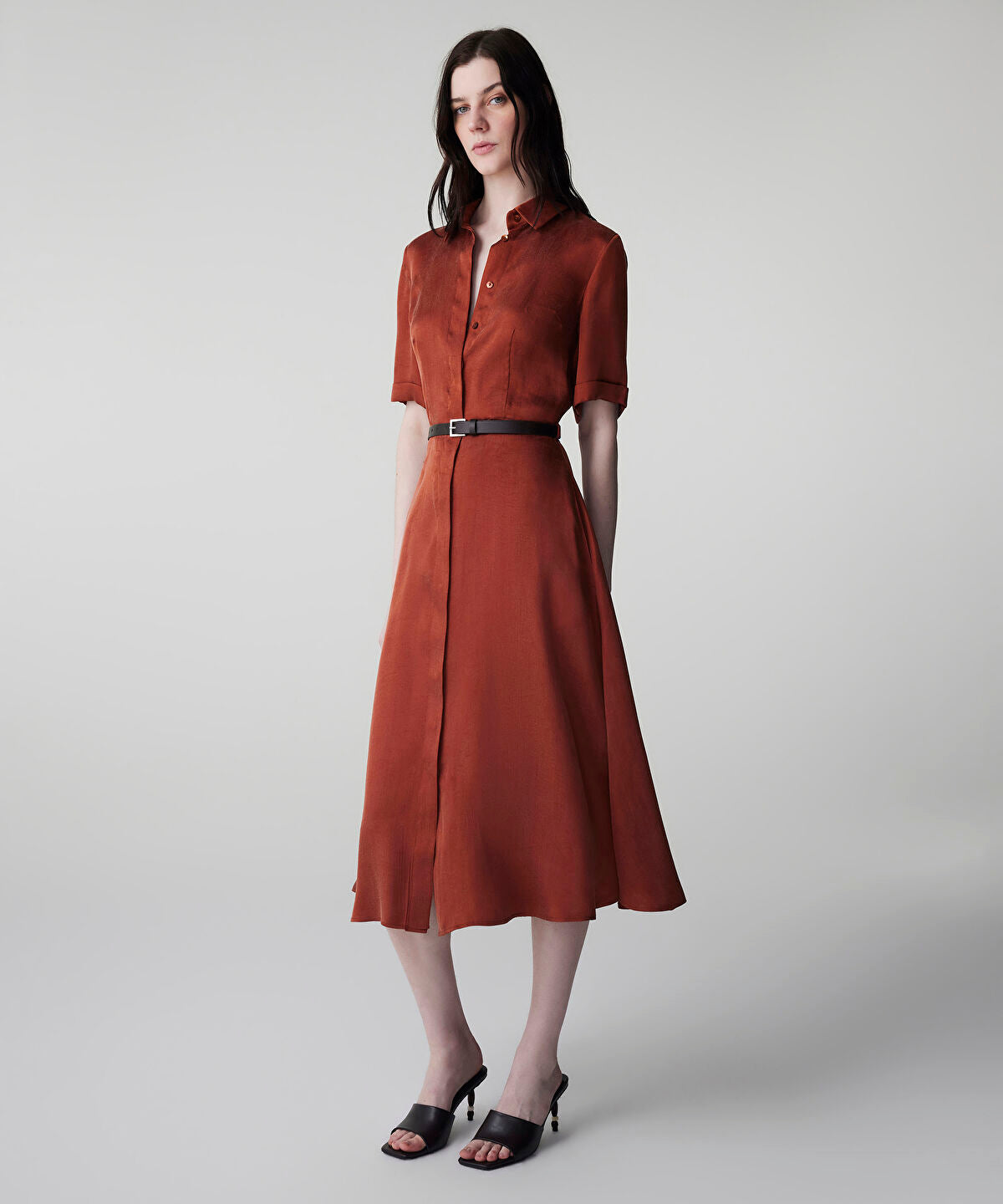 Zoomed Belted Cupro Dress