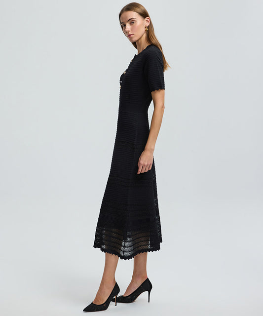 Knit Dress with Decorative Buttons