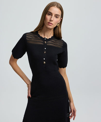 Knit Dress with Decorative Buttons