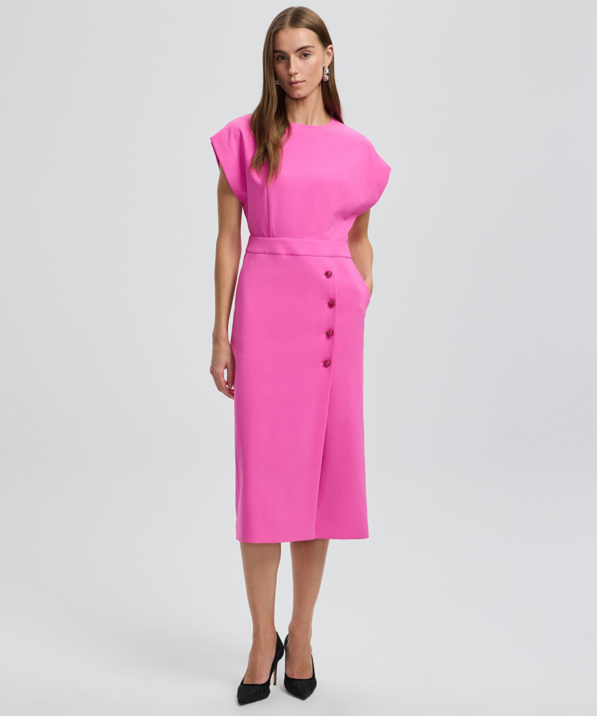 Zoomed Crystal Button Dress