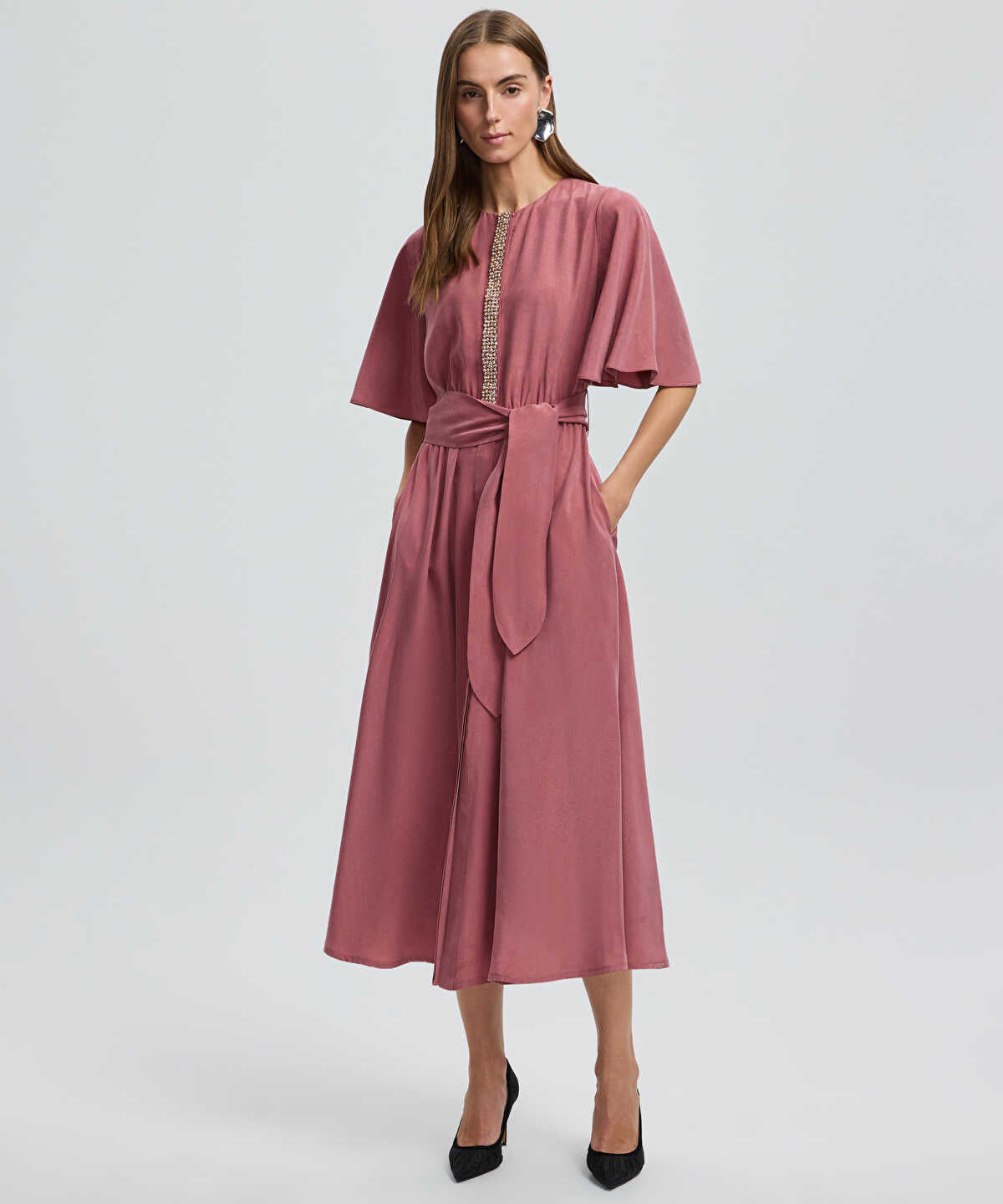 Zoomed Embroidered Cupro Dress