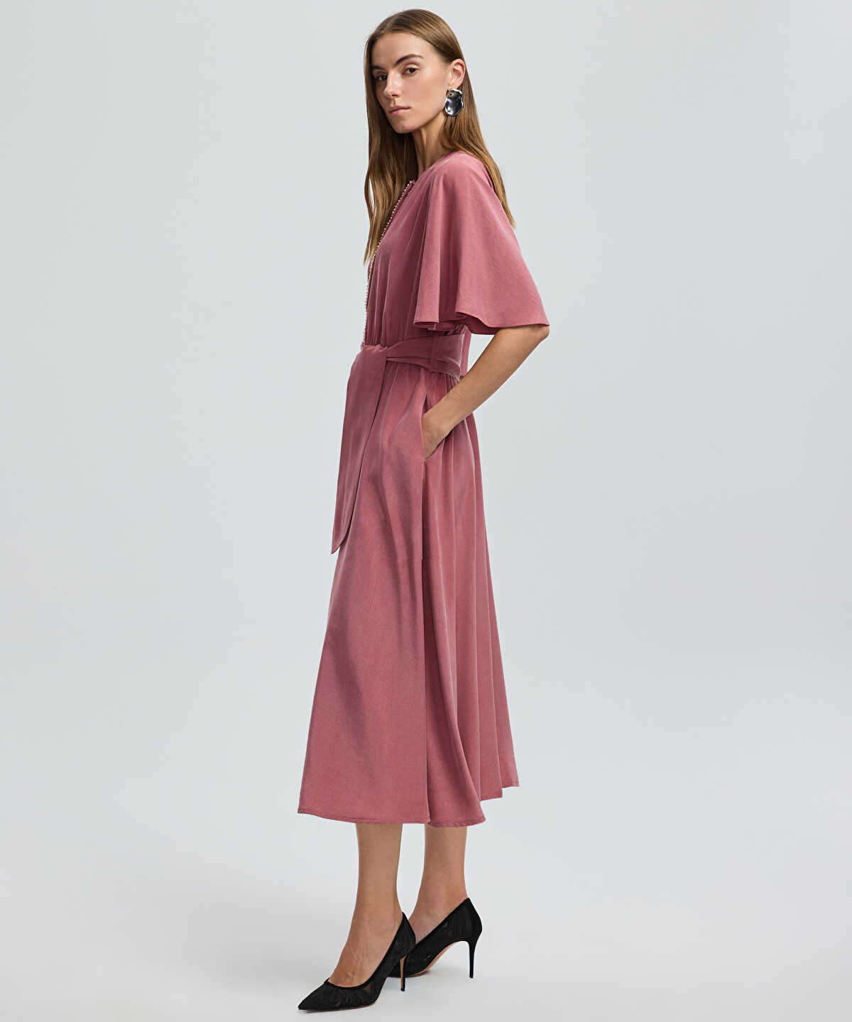 Embroidered Cupro Dress