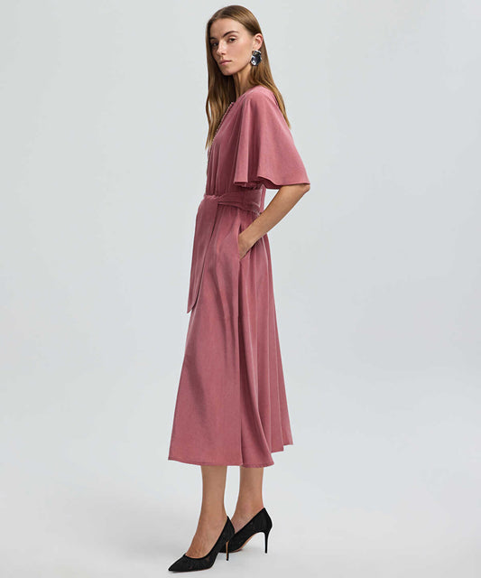 Embroidered Cupro Dress