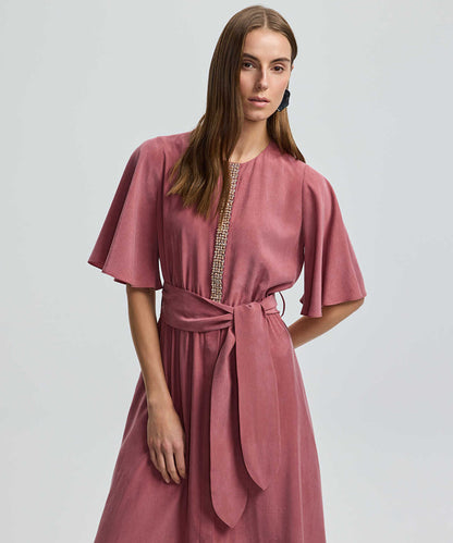 Embroidered Cupro Dress