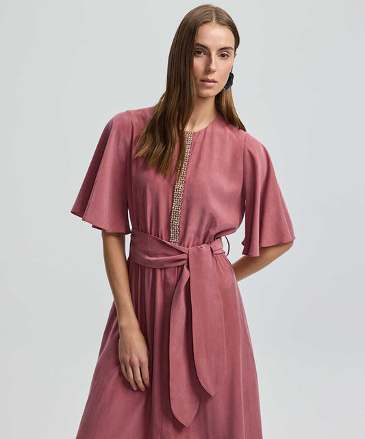 Embroidered Cupro Dress