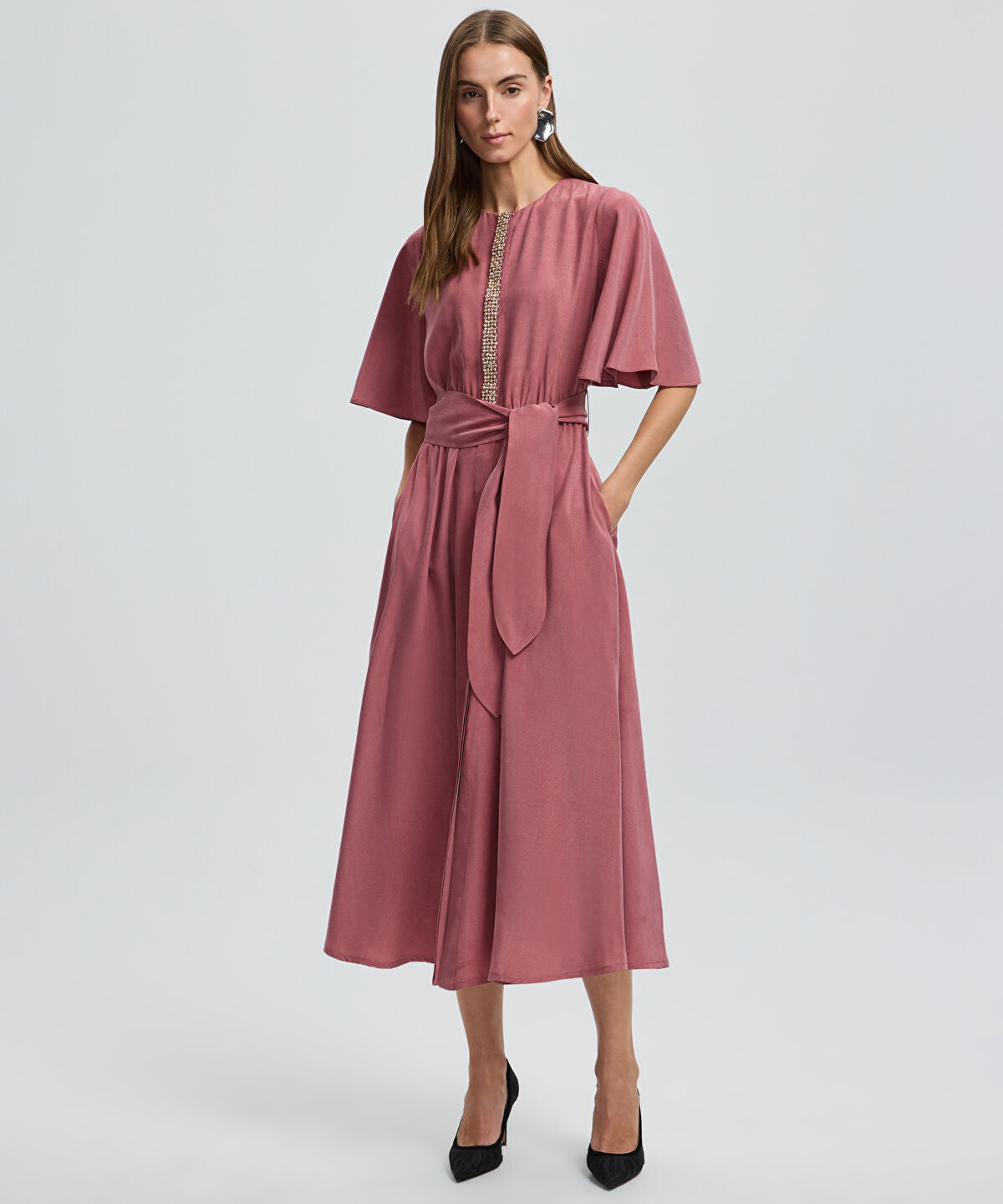 Zoomed Embroidered Cupro Dress