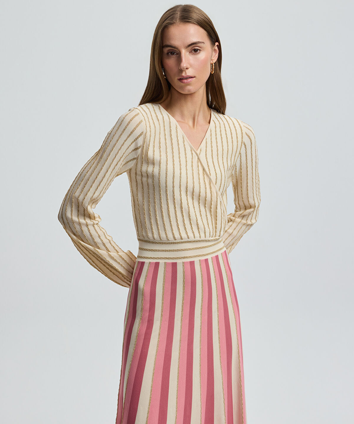 Zoomed Color-Block Lurex Knit Dress