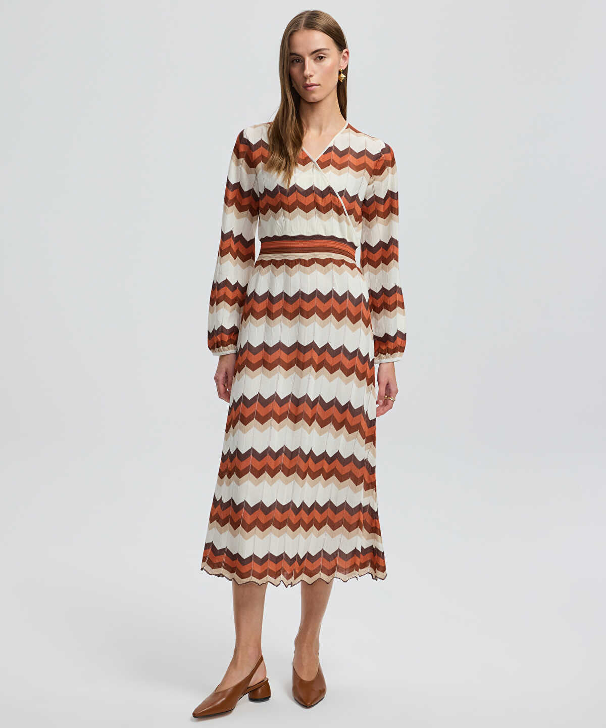 Zoomed Color-Block Knit Wrap Dress