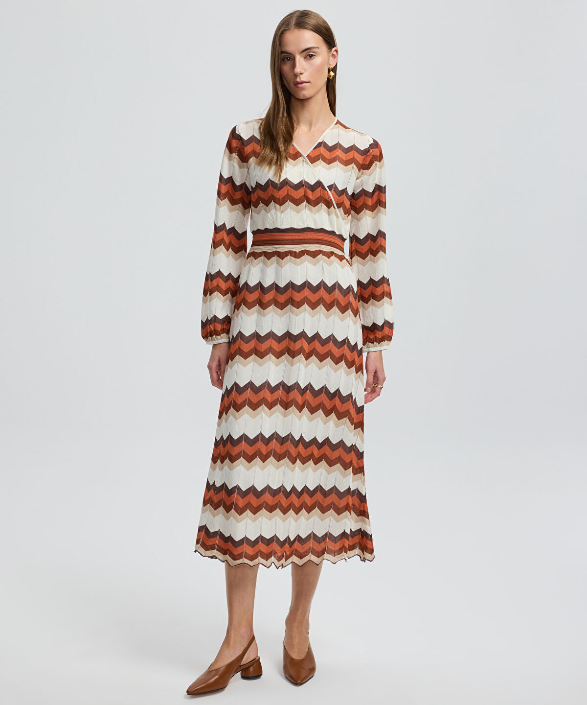Zoomed Color-Block Knit Wrap Dress