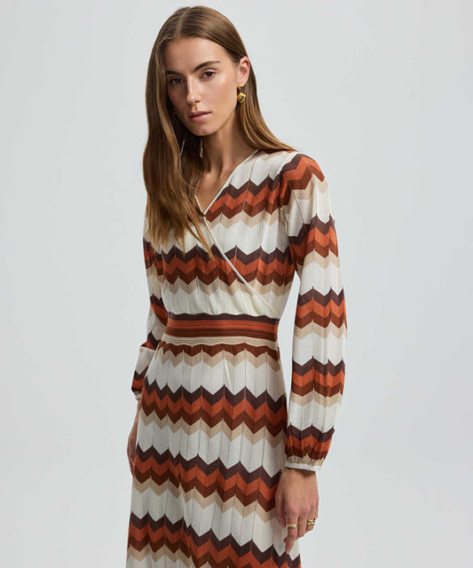 Color-Block Knit Wrap Dress
