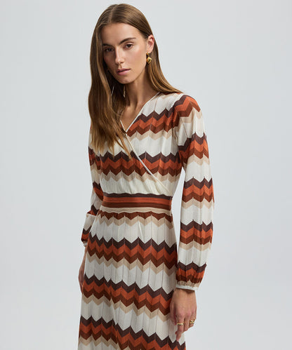 Color-Block Knit Wrap Dress